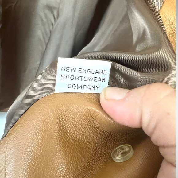 70s vintage genuine leather jacket light brown long coat trench large oversized - Picture 8 of 11